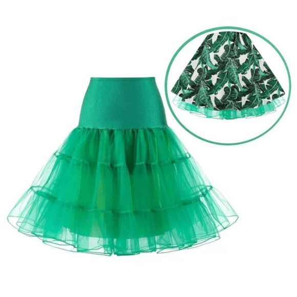 💚 2PCS Green Bundle Retro Pinup Dress with Belt & Petticoat SIZE XL NWT - Picture 11 of 16